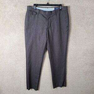 Cremieux Pants Mens 34x30 Brown Herringbone Wool Flat Front‎ Trouser Unhemmed